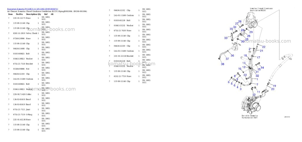 Komatsu pc228us-11 s/n 5002-up Parts catalog cover Page 5 Komatsu pc228us-11 s/n 5002-up Parts catalog cover Page 5