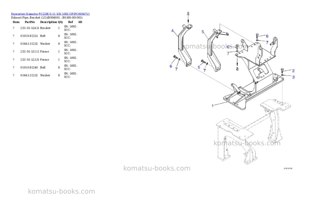 Komatsu pc228us-11 s/n 5002-up Parts catalog cover Page 6 Komatsu pc228us-11 s/n 5002-up Parts catalog cover Page 6