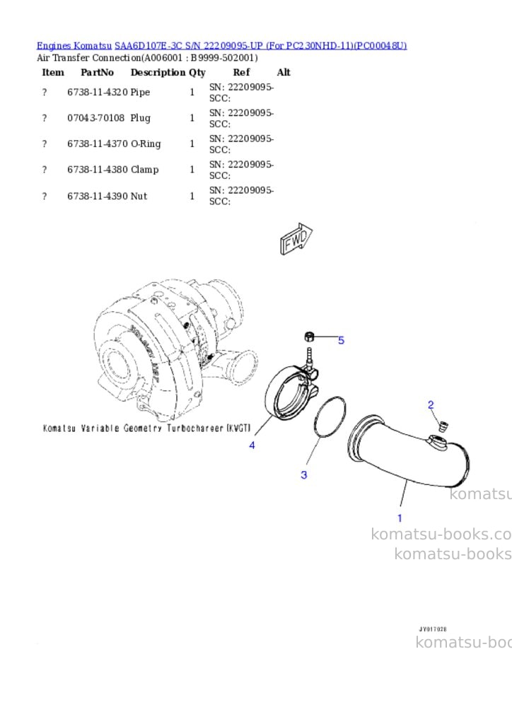Komatsu saa6d107e-3c s/n 22209095-up for pc230nhd-11 Parts catalog cover Page 5 Komatsu saa6d107e-3c s/n 22209095-up for pc230nhd-11 Parts catalog cover Page 5