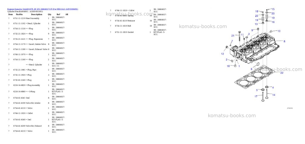Komatsu saa4d107e-3e s/n 26664037-up for hb215lc-3 Parts catalog cover Page 3