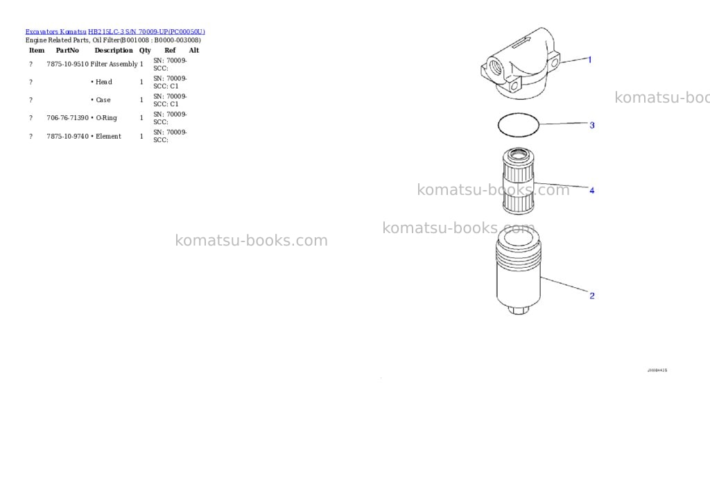 Komatsu hb215lc-3 s/n 70009-up Parts catalog cover Page 3