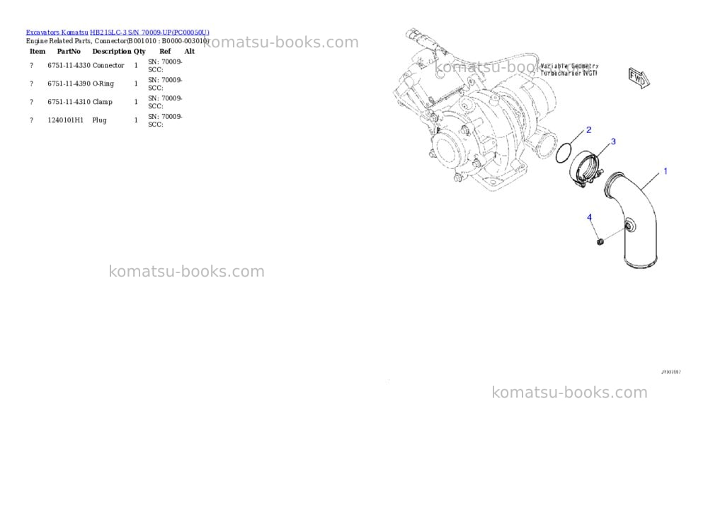 Komatsu hb215lc-3 s/n 70009-up Parts catalog cover Page 5