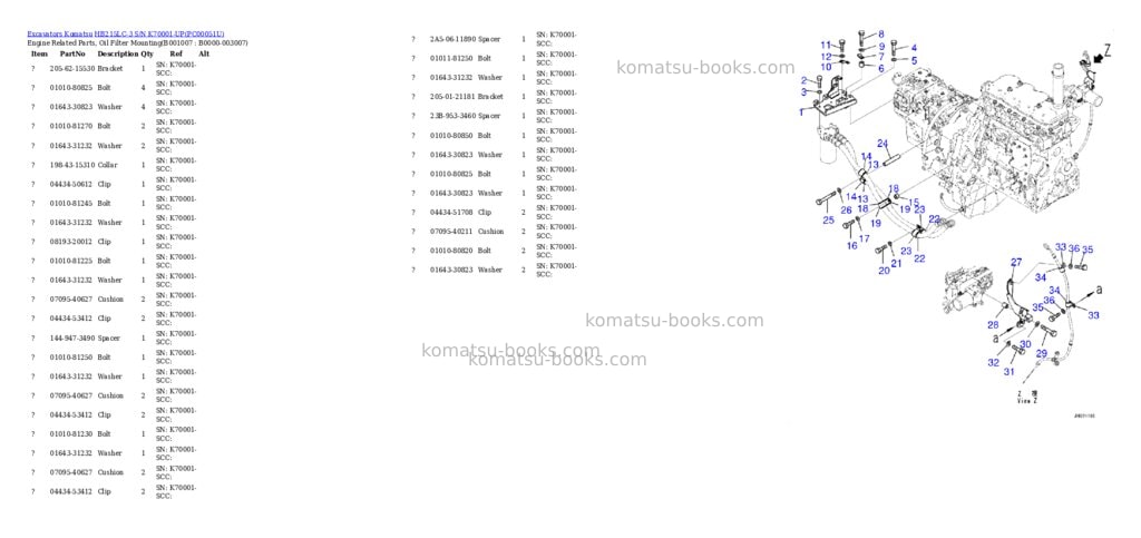 Komatsu hb215lc-3 s/n k70001-up Parts catalog cover Page 6