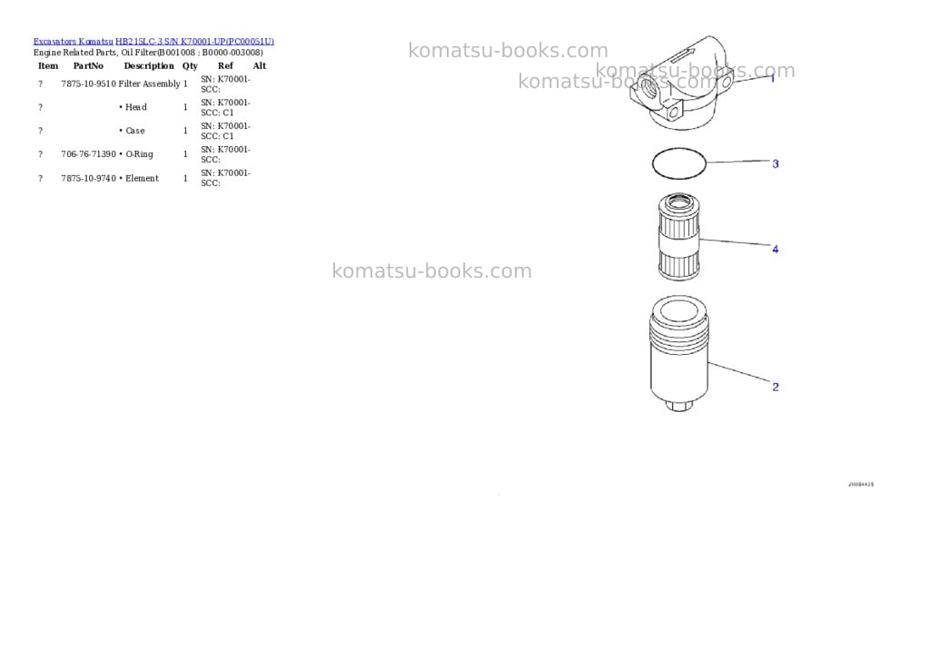 Komatsu hb215lc-3 s/n k70001-up Parts catalog cover Page 7
