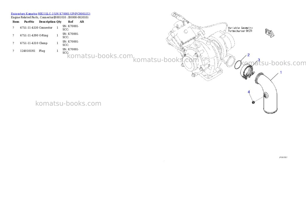 Komatsu hb215lc-3 s/n k70001-up Parts catalog cover Page 9