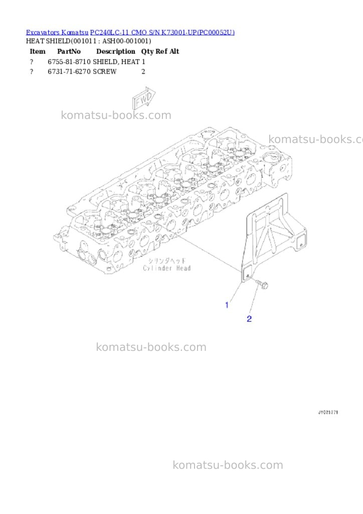 Komatsu pc240lc-11 cmo s/n k73001-up Parts catalog cover Page 10 Komatsu pc240lc-11 cmo s/n k73001-up Parts catalog cover Page 10