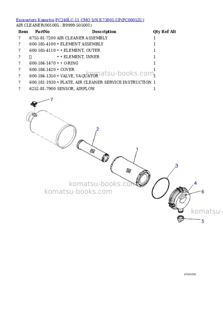 Komatsu pc240lc-11 cmo s/n k73001-up Parts catalog cover Page 4 Komatsu pc240lc-11 cmo s/n k73001-up Parts catalog cover Page 4