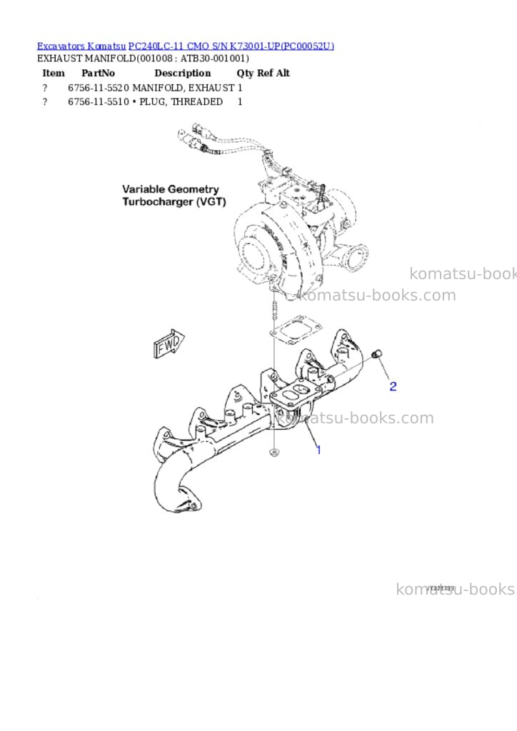 Komatsu pc240lc-11 cmo s/n k73001-up Parts catalog cover Page 7 Komatsu pc240lc-11 cmo s/n k73001-up Parts catalog cover Page 7