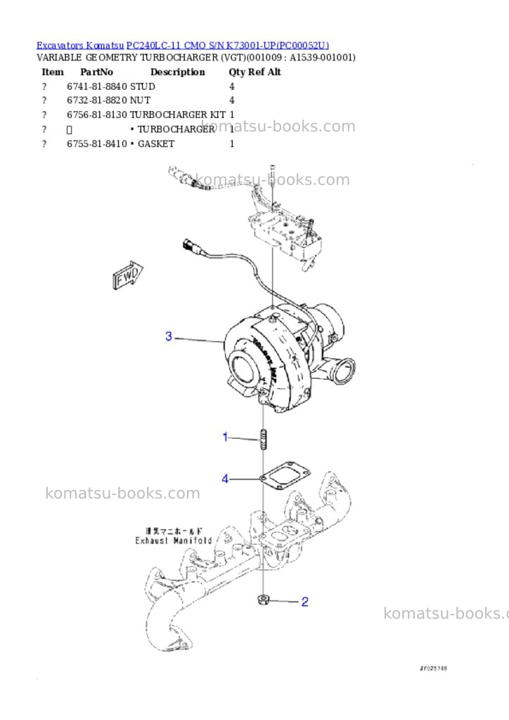 Komatsu pc240lc-11 cmo s/n k73001-up Parts catalog cover Page 8 Komatsu pc240lc-11 cmo s/n k73001-up Parts catalog cover Page 8