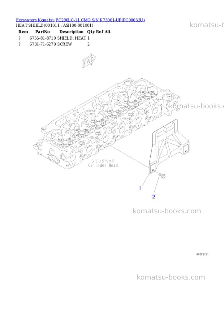 Komatsu pc290lc-11 cmo s/n k73001-up Parts catalog cover Page 10 Komatsu pc290lc-11 cmo s/n k73001-up Parts catalog cover Page 10