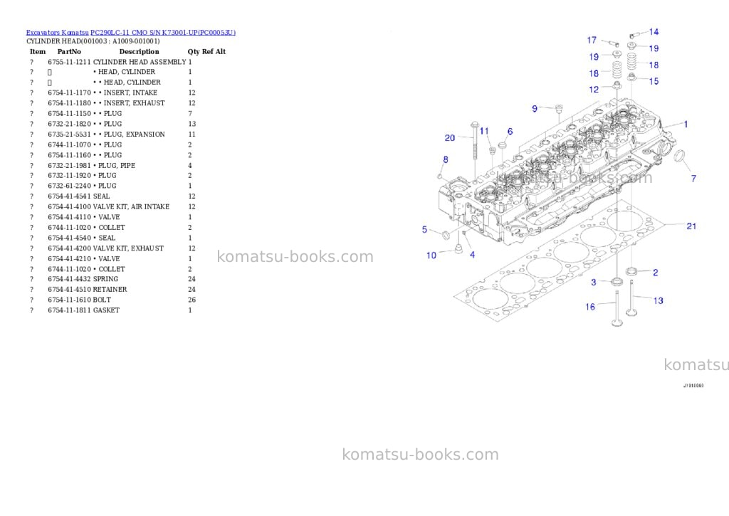 Komatsu pc290lc-11 cmo s/n k73001-up Parts catalog cover Page 2 Komatsu pc290lc-11 cmo s/n k73001-up Parts catalog cover Page 2