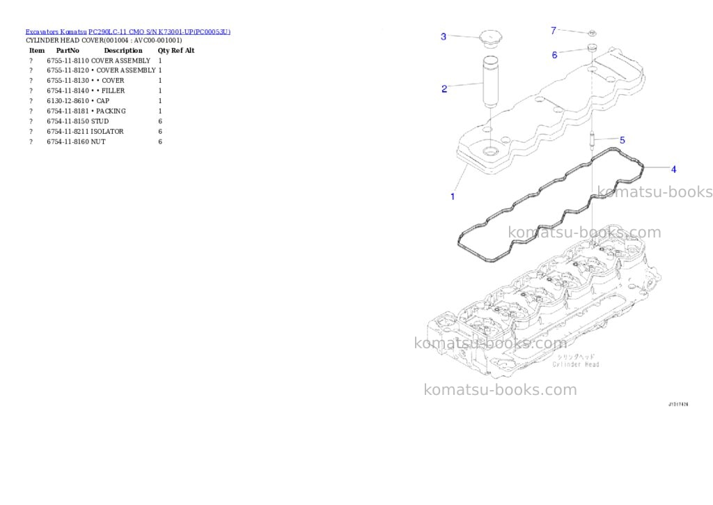 Komatsu pc290lc-11 cmo s/n k73001-up Parts catalog cover Page 3 Komatsu pc290lc-11 cmo s/n k73001-up Parts catalog cover Page 3