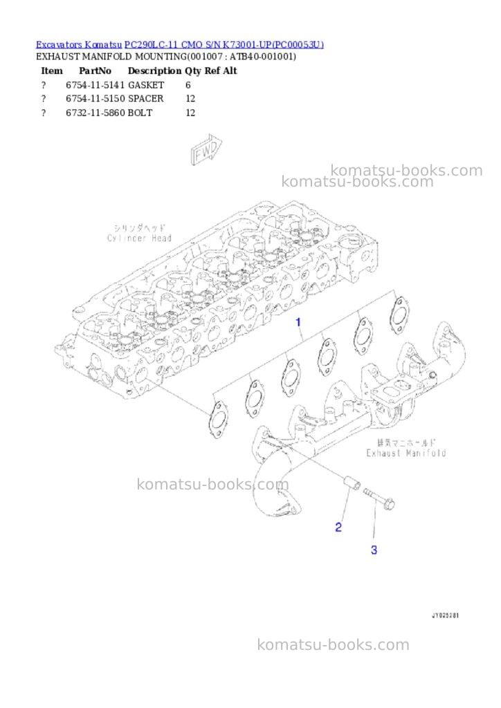 Komatsu pc290lc-11 cmo s/n k73001-up Parts catalog cover Page 6 Komatsu pc290lc-11 cmo s/n k73001-up Parts catalog cover Page 6