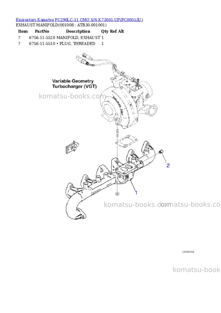 Komatsu pc290lc-11 cmo s/n k73001-up Parts catalog cover Page 7 Komatsu pc290lc-11 cmo s/n k73001-up Parts catalog cover Page 7