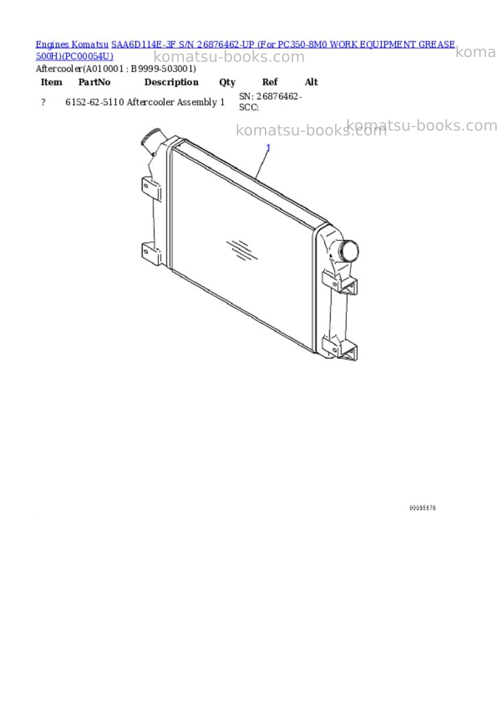 Komatsu saa6d114e-3f s/n 26876462-up for pc350-8m0 work equipment grease 500h Parts catalog cover Page 9