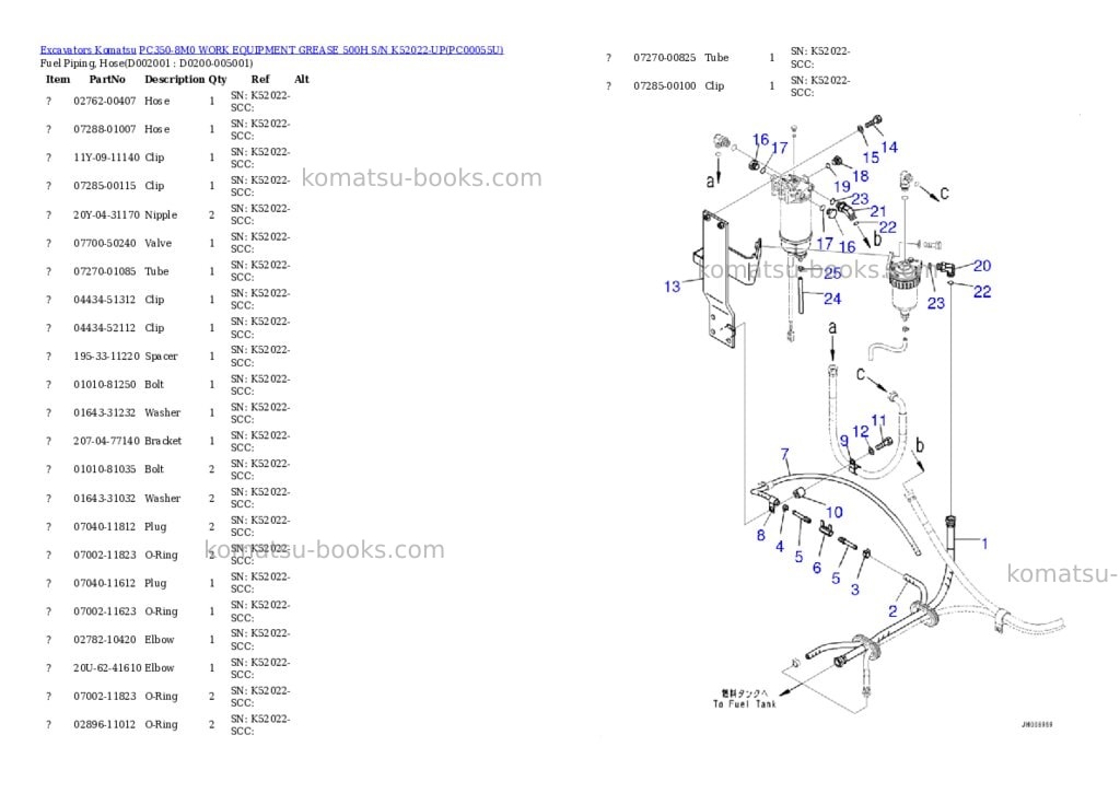 Komatsu pc350-8m0 work equipment grease 500h s/n k52022-up Parts catalog cover Page 10