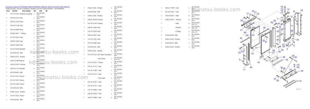 Komatsu pc350-8m0 work equipment grease 500h s/n k52022-up Parts catalog cover Page 3