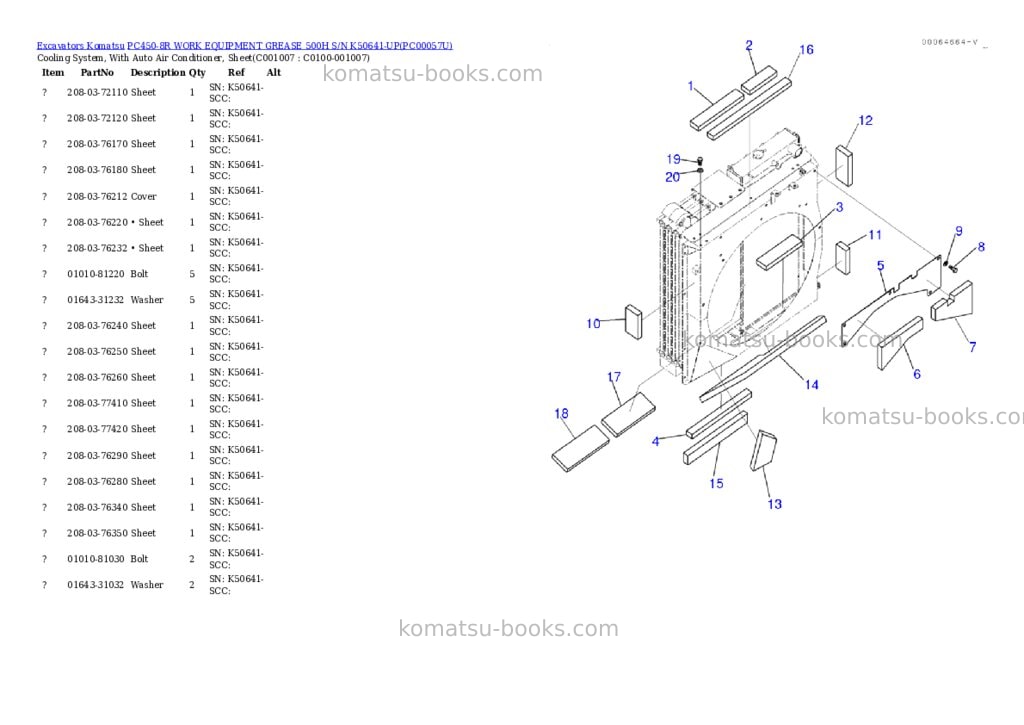 Komatsu pc450-8r work equipment grease 500h s/n k50641-up Parts catalog cover Page 10