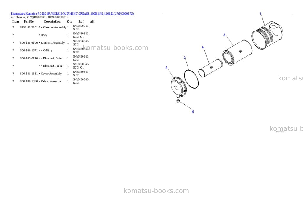 Komatsu pc450-8r work equipment grease 500h s/n k50641-up Parts catalog cover Page 2