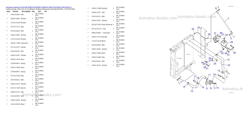 Komatsu pc450-8r work equipment grease 500h s/n k50641-up Parts catalog cover Page 9