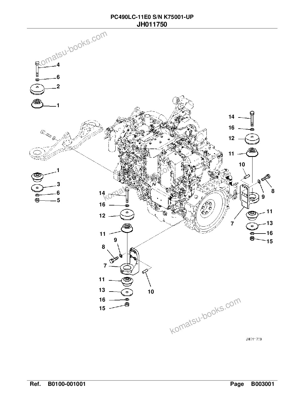 Komatsu pc490lc-11e0 s/n k75001-up Каталог запчастей обложка Страница 10
