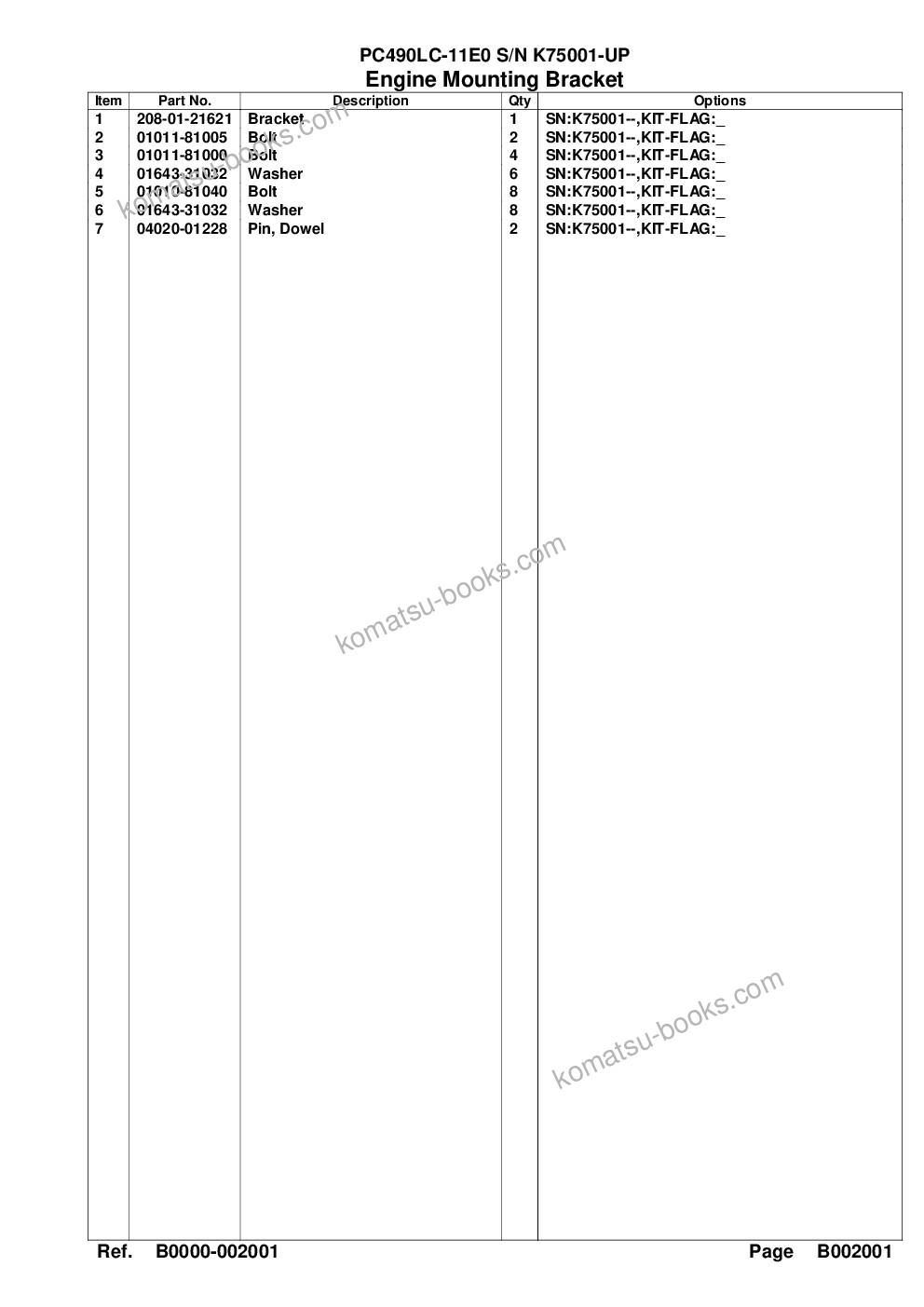 Komatsu pc490lc-11e0 s/n k75001-up Каталог запчастей обложка Страница 8