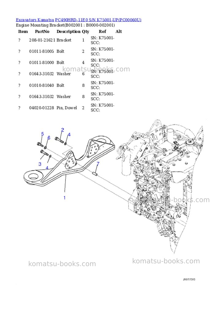 Komatsu pc490hrd-11e0 s/n k75001-up Parts catalog cover Komatsu pc490hrd-11e0 s/n k75001-up Parts catalog cover
