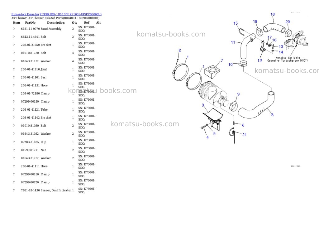Komatsu pc490hrd-11e0 s/n k75001-up Parts catalog cover Page 3 Komatsu pc490hrd-11e0 s/n k75001-up Parts catalog cover Page 3