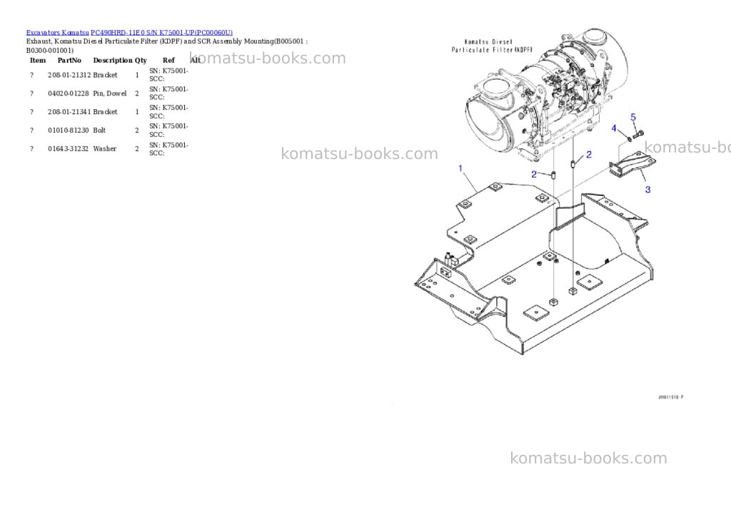 Komatsu pc490hrd-11e0 s/n k75001-up Parts catalog cover Page 5 Komatsu pc490hrd-11e0 s/n k75001-up Parts catalog cover Page 5