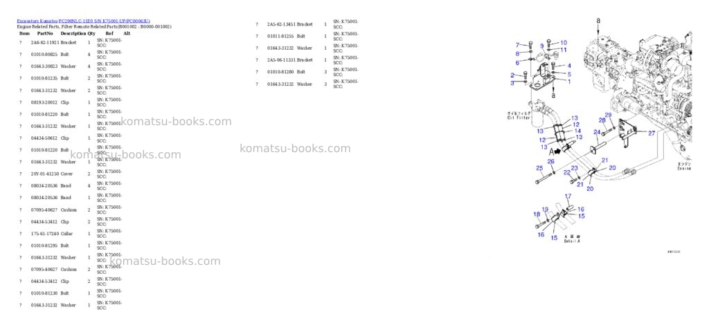 Komatsu pc290nlc-11e0 s/n k75001-up Parts catalog cover Komatsu pc290nlc-11e0 s/n k75001-up Parts catalog cover