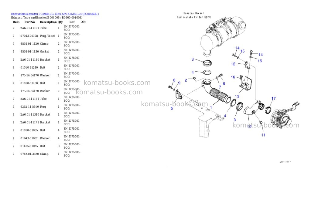Komatsu pc290nlc-11e0 s/n k75001-up Parts catalog cover Page 10 Komatsu pc290nlc-11e0 s/n k75001-up Parts catalog cover Page 10