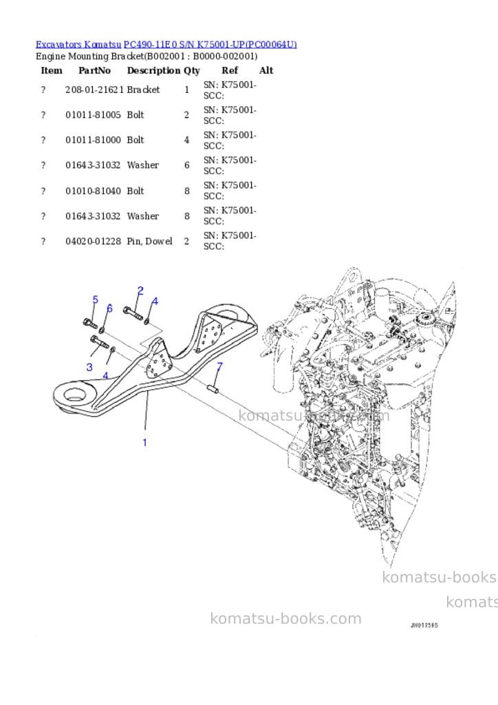 Komatsu pc490-11e0 s/n k75001-up Parts catalog cover Komatsu pc490-11e0 s/n k75001-up Parts catalog cover