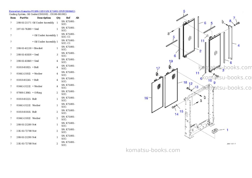 Komatsu pc490-11e0 s/n k75001-up Parts catalog cover Page 10 Komatsu pc490-11e0 s/n k75001-up Parts catalog cover Page 10