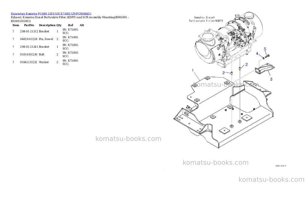Komatsu pc490-11e0 s/n k75001-up Parts catalog cover Page 5 Komatsu pc490-11e0 s/n k75001-up Parts catalog cover Page 5