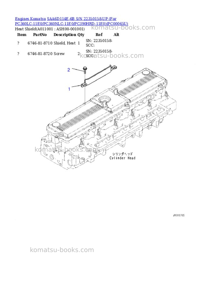Komatsu saa6d114e-6b s/n 22350158-up for pc360lc-11e0/pc360nlc-11e0/pc390hrd-11e0 Parts catalog cover Page 10