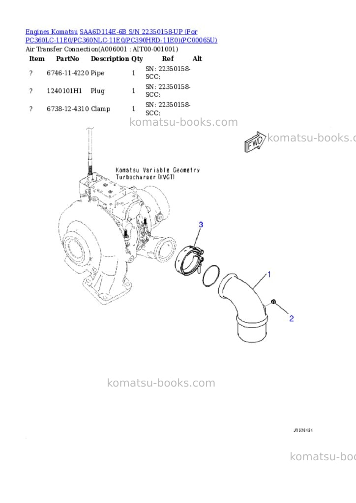 Komatsu saa6d114e-6b s/n 22350158-up for pc360lc-11e0/pc360nlc-11e0/pc390hrd-11e0 Parts catalog cover Page 5