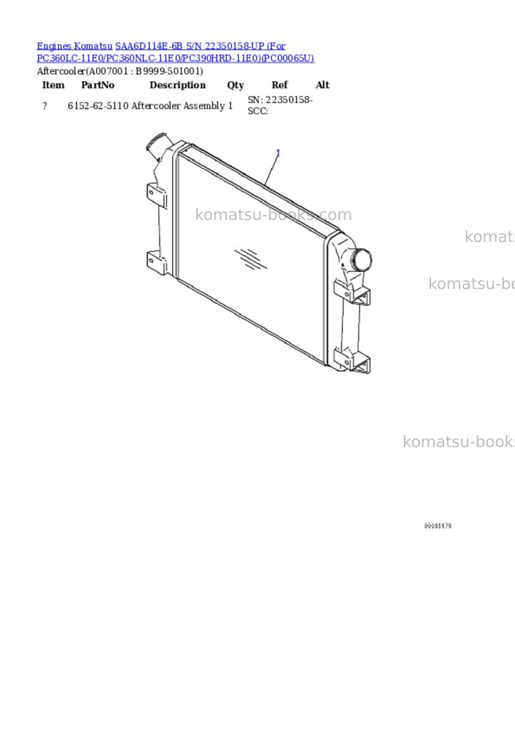Komatsu saa6d114e-6b s/n 22350158-up for pc360lc-11e0/pc360nlc-11e0/pc390hrd-11e0 Parts catalog cover Page 6