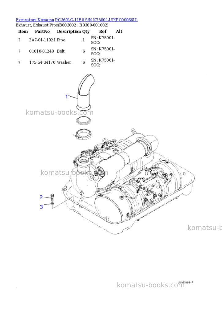 Komatsu pc360lc-11e0 s/n k75001-up Parts catalog cover Page 5 Komatsu pc360lc-11e0 s/n k75001-up Parts catalog cover Page 5