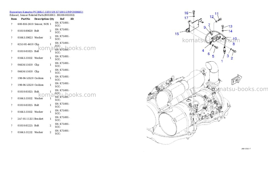 Komatsu pc360lc-11e0 s/n k75001-up Parts catalog cover Page 6 Komatsu pc360lc-11e0 s/n k75001-up Parts catalog cover Page 6
