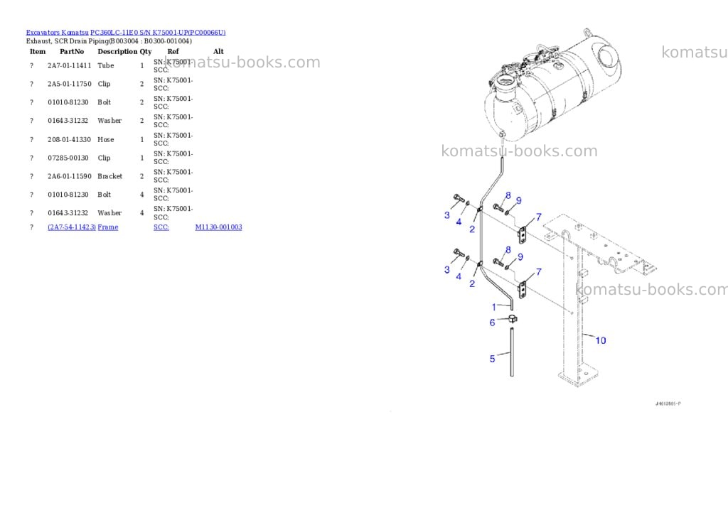 Komatsu pc360lc-11e0 s/n k75001-up Parts catalog cover Page 7 Komatsu pc360lc-11e0 s/n k75001-up Parts catalog cover Page 7