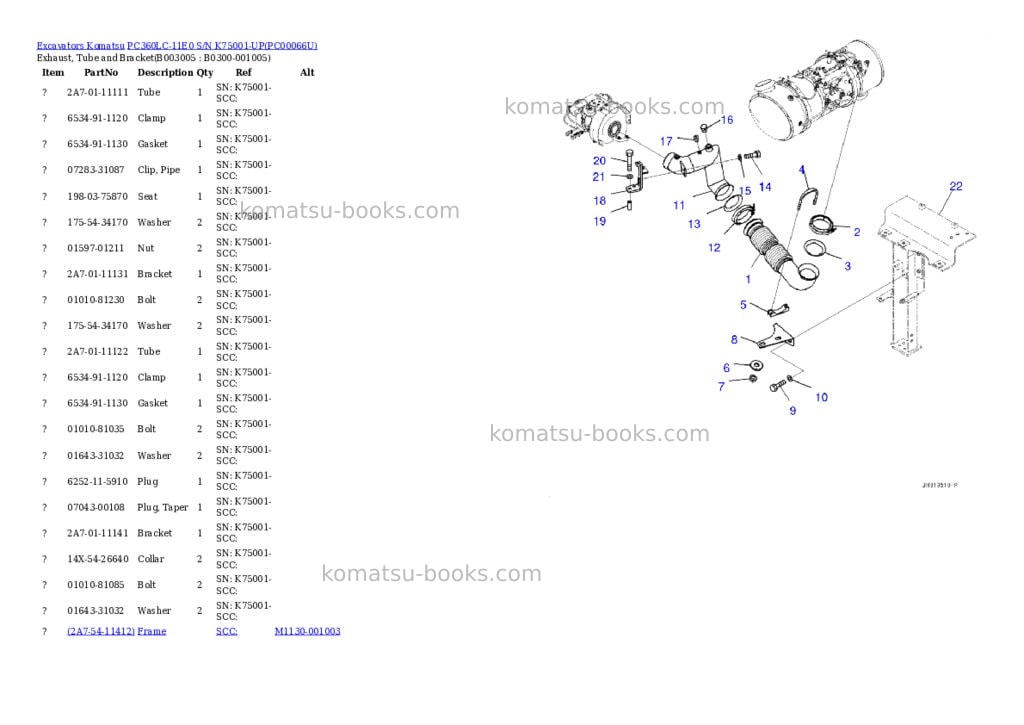 Komatsu pc360lc-11e0 s/n k75001-up Parts catalog cover Page 8 Komatsu pc360lc-11e0 s/n k75001-up Parts catalog cover Page 8