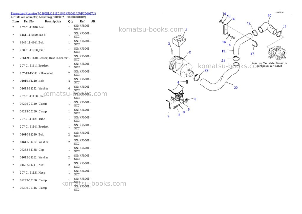 Komatsu pc360nlc-11e0 s/n k75001-up Parts catalog cover Page 3 Komatsu pc360nlc-11e0 s/n k75001-up Parts catalog cover Page 3