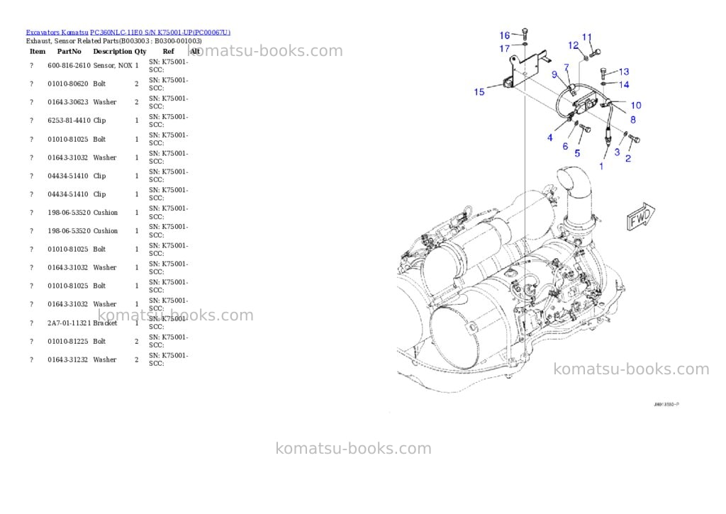 Komatsu pc360nlc-11e0 s/n k75001-up Parts catalog cover Page 6 Komatsu pc360nlc-11e0 s/n k75001-up Parts catalog cover Page 6