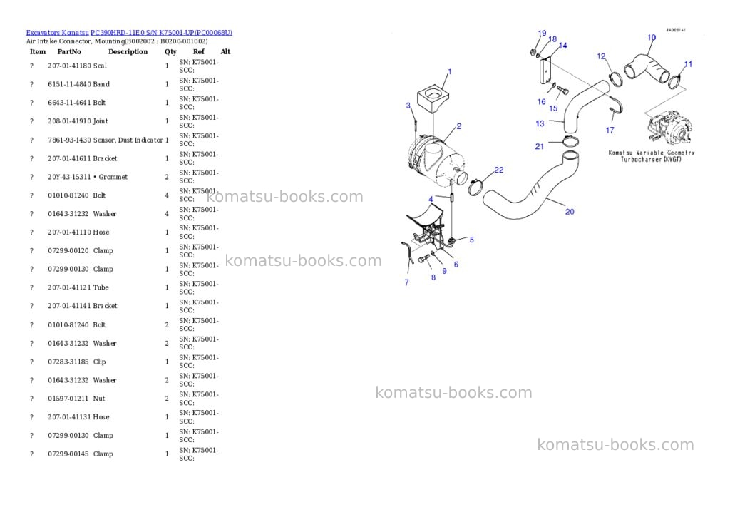 Komatsu pc390hrd-11e0 s/n k75001-up Parts catalog cover Page 3
