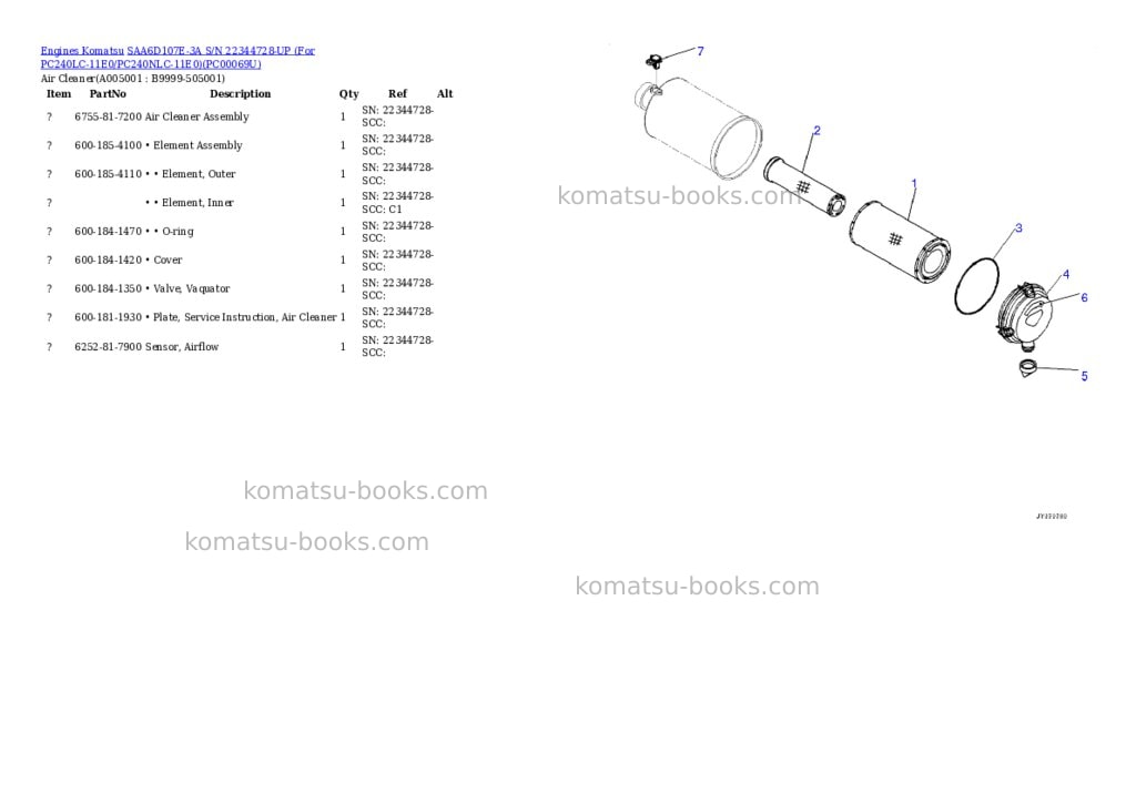 Komatsu saa6d107e-3a s/n 22344728-up for pc240lc-11e0/pc240nlc-11e0 Parts catalog cover Page 4