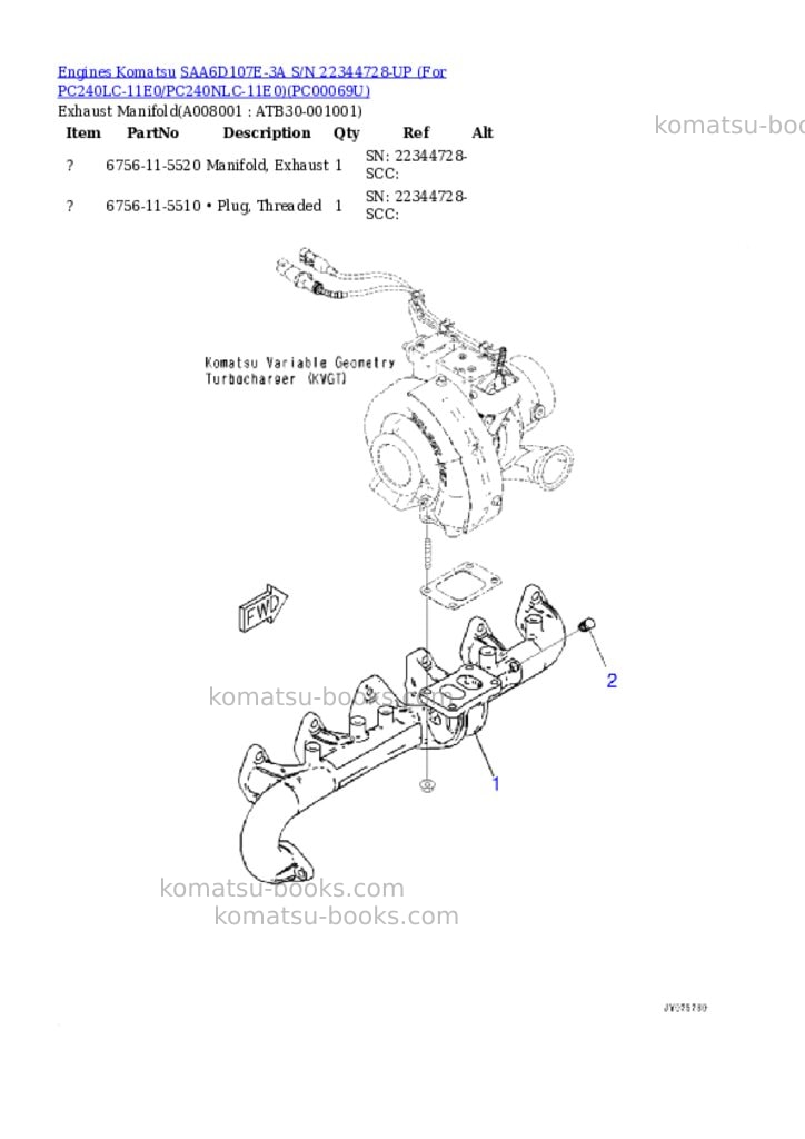 Komatsu saa6d107e-3a s/n 22344728-up for pc240lc-11e0/pc240nlc-11e0 Parts catalog cover Page 7