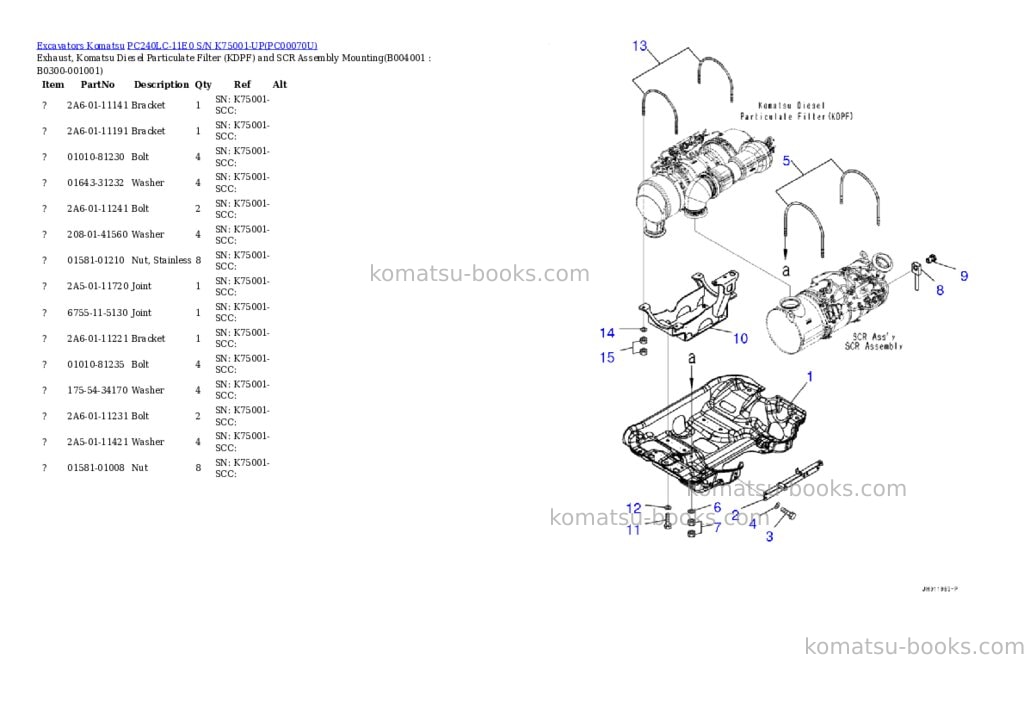 Komatsu pc240lc-11e0 s/n k75001-up Parts catalog cover Page 6 Komatsu pc240lc-11e0 s/n k75001-up Parts catalog cover Page 6
