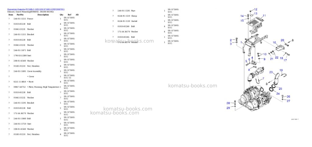 Komatsu pc240lc-11e0 s/n k75001-up Parts catalog cover Page 7 Komatsu pc240lc-11e0 s/n k75001-up Parts catalog cover Page 7