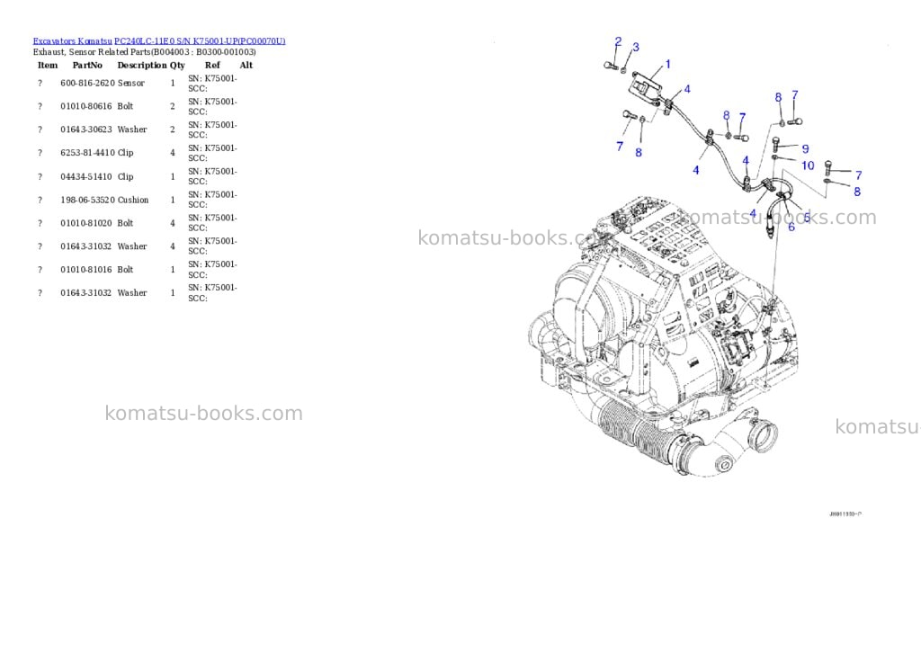Komatsu pc240lc-11e0 s/n k75001-up Parts catalog cover Page 8 Komatsu pc240lc-11e0 s/n k75001-up Parts catalog cover Page 8