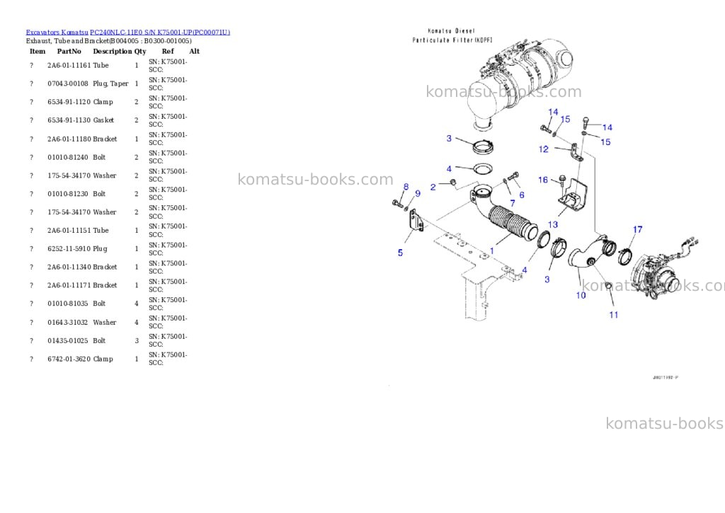 Komatsu pc240nlc-11e0 s/n k75001-up Parts catalog cover Page 10 Komatsu pc240nlc-11e0 s/n k75001-up Parts catalog cover Page 10